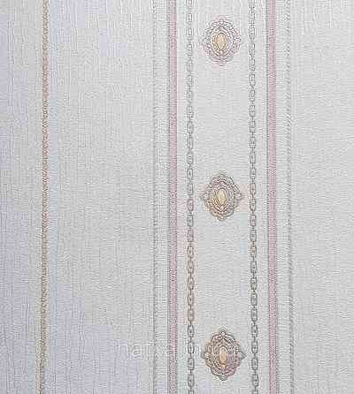 Шпалери вініл на флізеліні AdaWall Seyyah 1.06х10 смуги широкі завитки розетки структурні молочні коричневі Київ