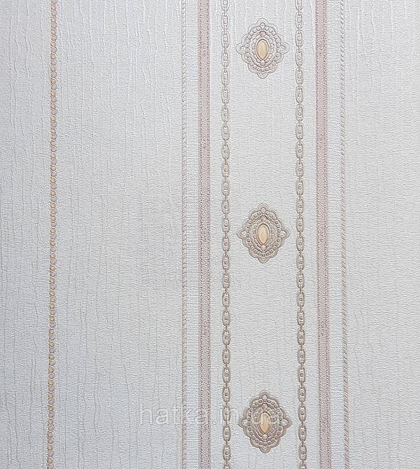 Шпалери вініл на флізеліні AdaWall Seyyah 1.06х10 смуги широкі завитки розетки структурні молочні коричневі Київ - фото 1