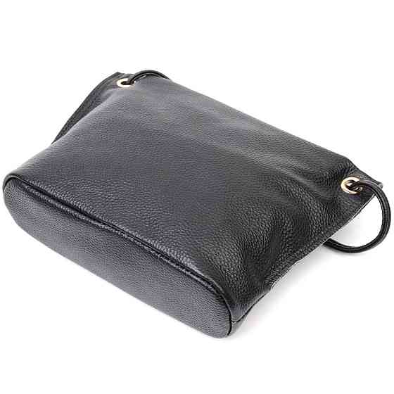 Жіноча трапецієподібна сумка з натуральної шкіри Vintage 22395 Чорна Київ