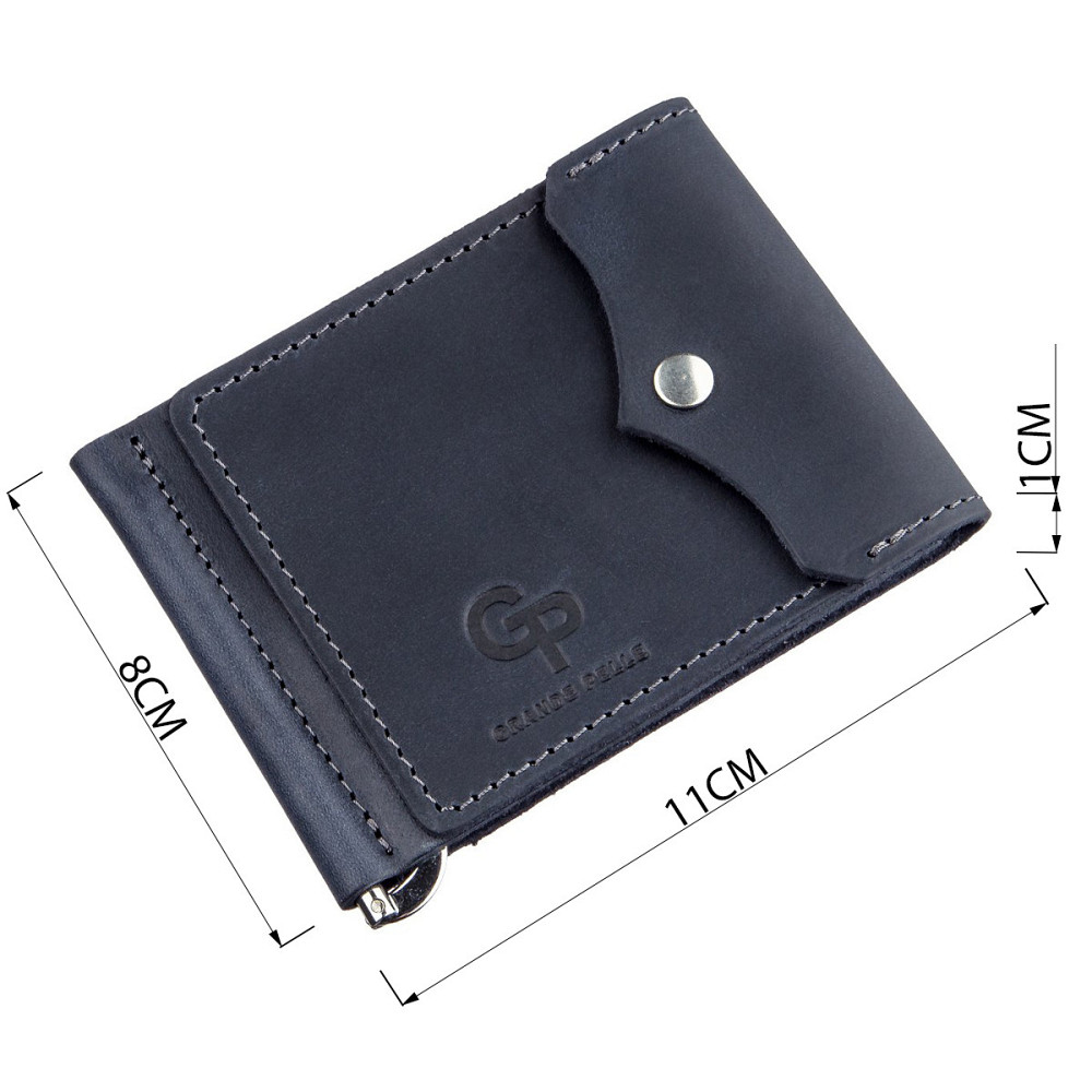 Качественный зажим из натуральной кожи Синий (GRANDE PELLE) Киев - изображение 1