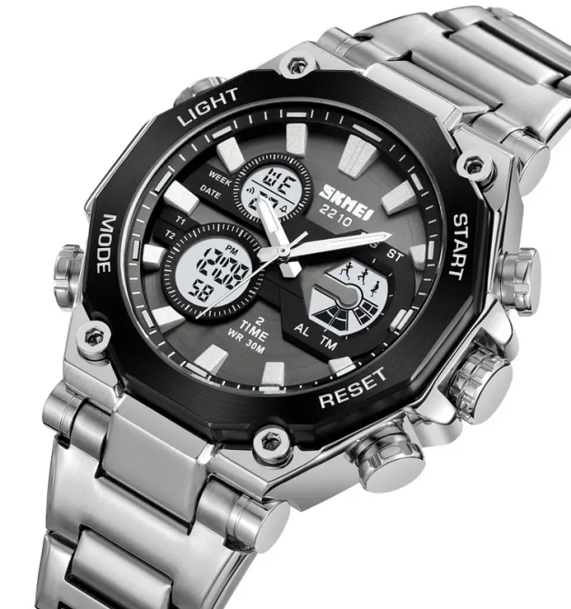 Часы мужские наручные кварцевые Skmei 2210 Серебристый Киев - изображение 3