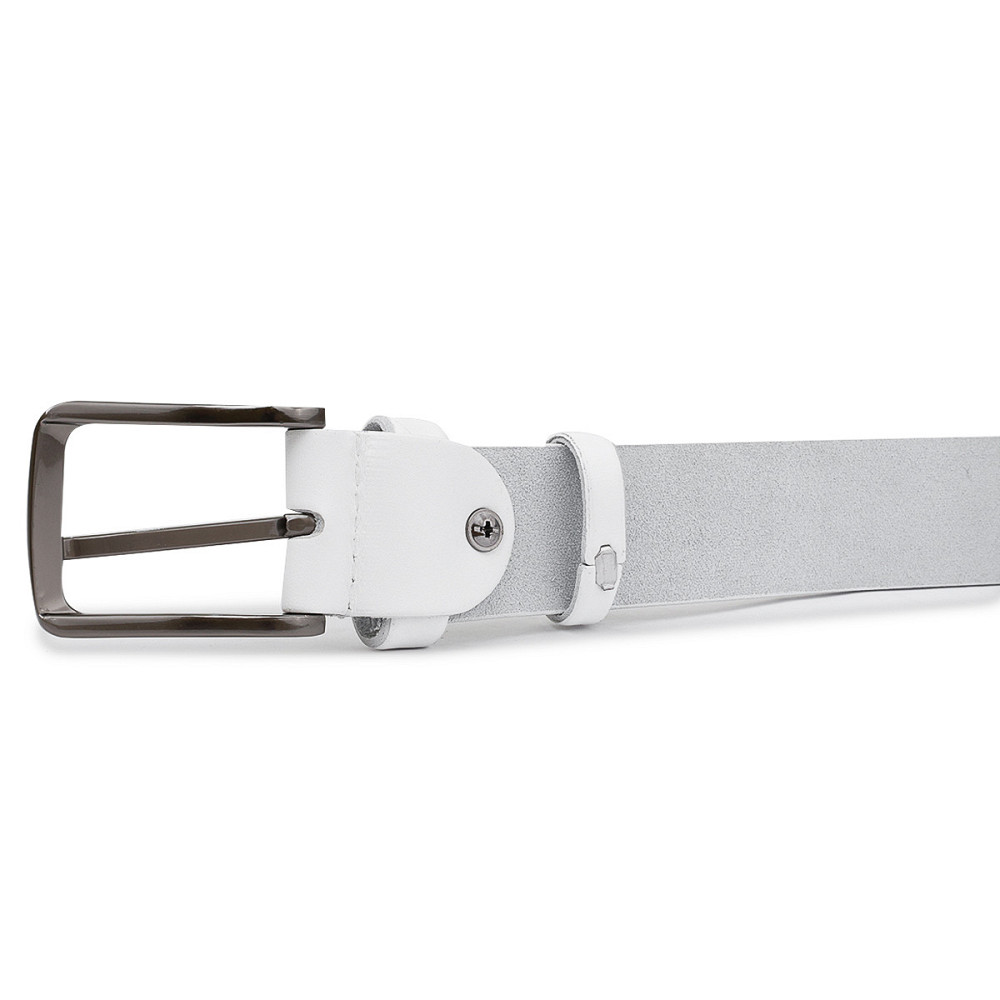 Кожаный ремень унисекс Vintage 20724 Белый Киев - изображение 6