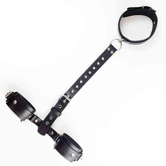 Фіксатори для шиї та рук Art of Sex - Bondage Set з натуральної шкіри, колір чорний Sex Aura Київ