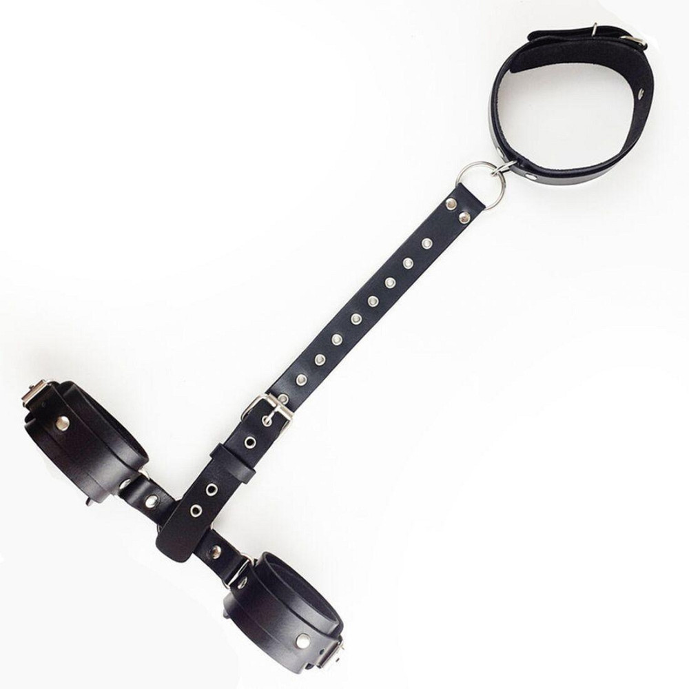 Фіксатори для шиї та рук Art of Sex - Bondage Set з натуральної шкіри, колір чорний Sex Aura Київ - фото 6