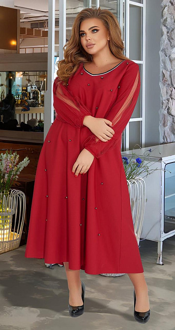 Довге плаття з перлами та гарними рукавами великого розміру (54) Київ - фото 4