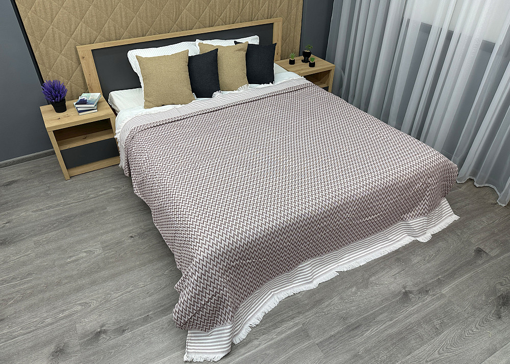Покривало Dakota Fringe ЄВРО 200х230 см колір какао з білим (85-195) Київ - фото 3