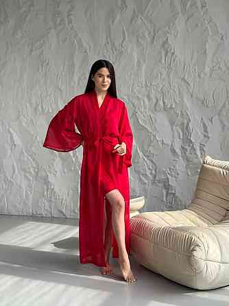 Довгий шифоновий халат Красный S/M Харьков
