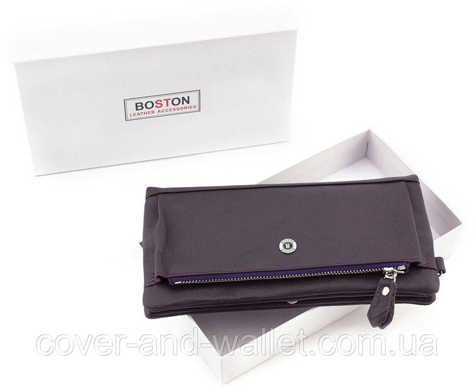 Женский кошелек с карманом на молнии и ремешком для руки фиолетового цвета Boston Киев - изображение 7