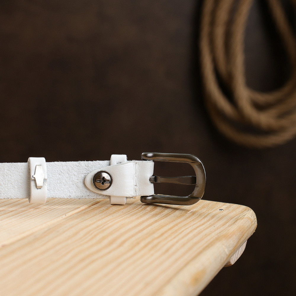 Женский тонкий ремень из натуральной кожи Vintage 20770 Белый Киев - изображение 9