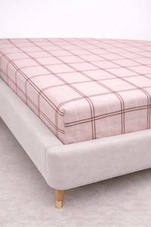 Простирадло на резинці Ecotton 90х200 см фланель бавовняне рожевого кольору в клітинку Коломыя