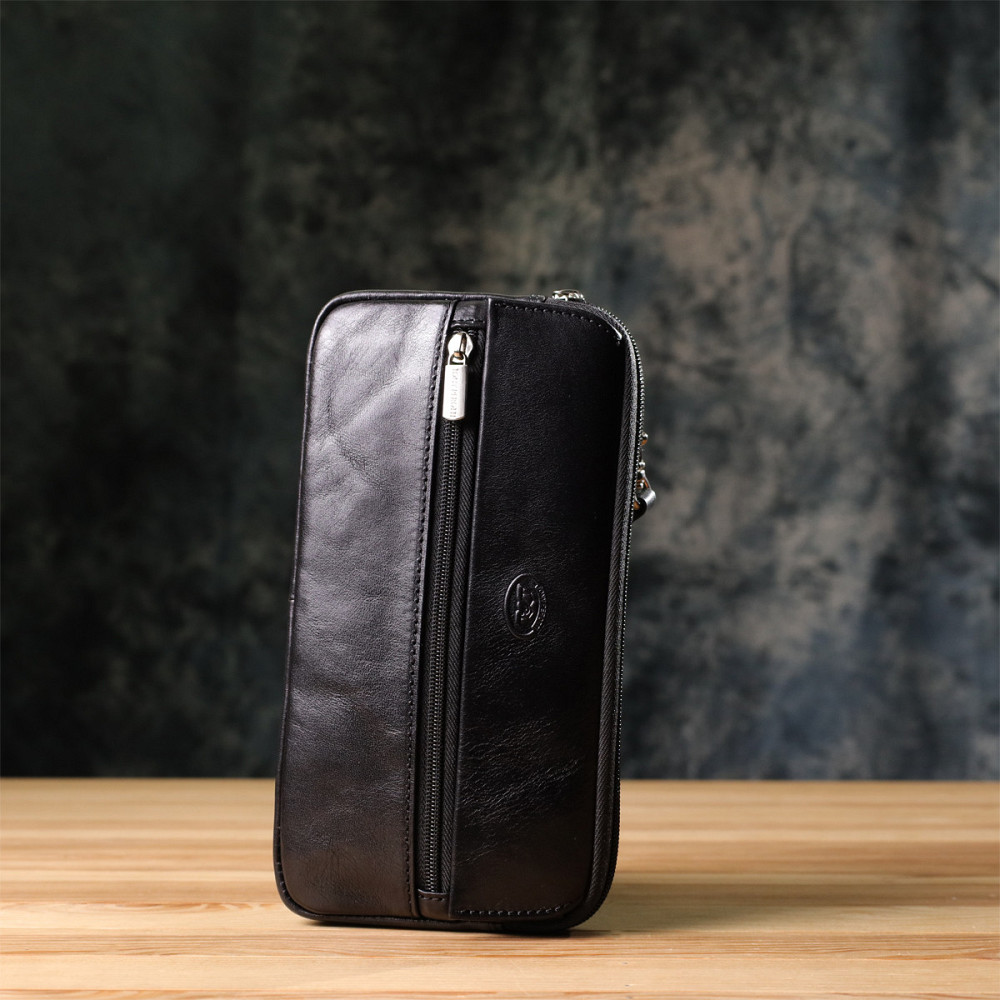 Місткий чоловічий клатч з гладкої натуральної шкіри Tony Perotti 20858_1 (9405 nero) Чорний Київ - фото 10