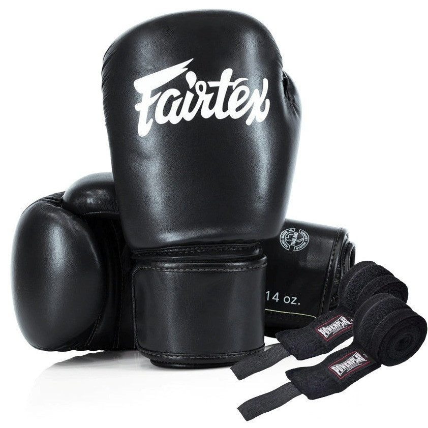 Боксерські рукавиці Fairtex BGV27 Black 14 унцій (бинти в комплекті) Кам'янське - фото 1