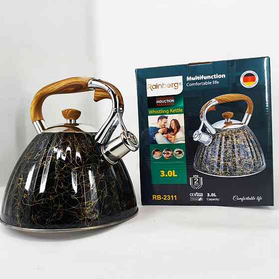 Якісний металевий чайник Rainberg RB-2311 3л, Чайник з одинарним дном Звичайний зі свистком FG-49 Івано-Франківськ