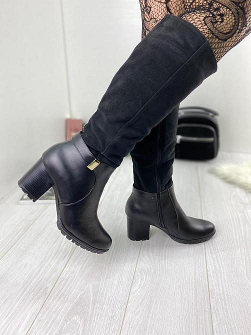 Чоботи жіночі ARLETT чорні шкіра+замша натуральна висота 35 см об'єм гомілки 37 см висота підбо Коломия - фото 5