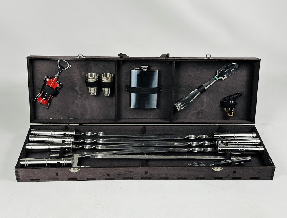 Подарунковий набір шампурів в дерев'яному кейсі (Вуд на 18 предметів) HAPPY DAYS Тернопіль - фото 1