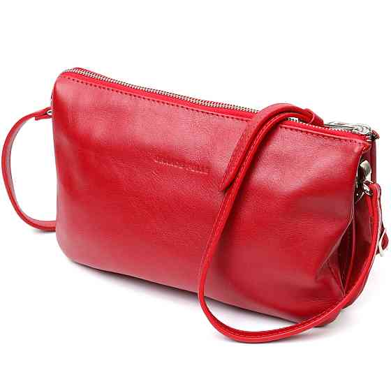 Яскравий жіночий клатч із натуральної шкіри Червоний (GRANDE PELLE) Київ