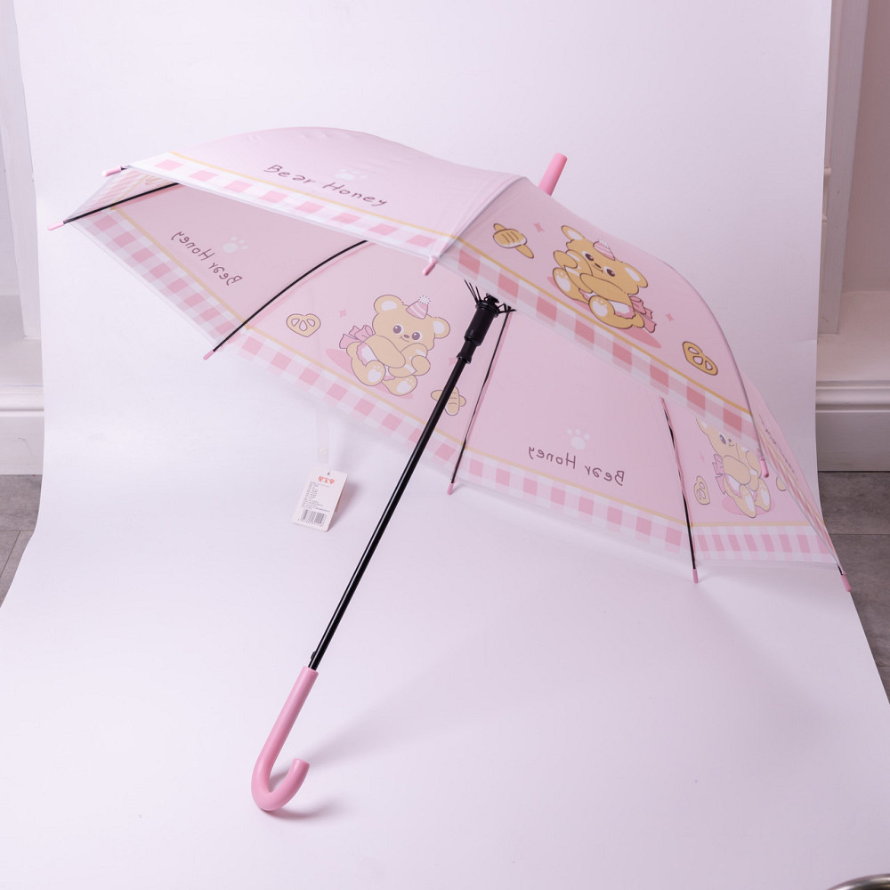 Класична дитяча парасолька-тростина напівавтомат з поліестеру міцна надійна 8 спиць діаметр 94 см Рожевий HP-23-11P Коломыя - изображение 6