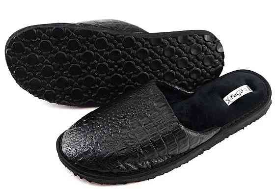 Чоловічі капці чорні закриті домашні, принт — пітон 48 Одеса