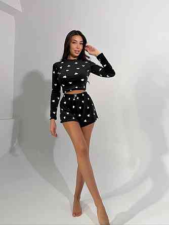 Жіноча стильна домашня принтована піжама плюшевий велюр Одеса