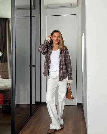 Жіноча стильна повсякденна картата сорочка фланель Шоколад Одеса