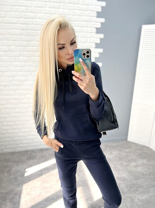 Теплий спортивний костюм "Whisper" оптом  Норма 42-44, Темно-синій Київ - фото 5