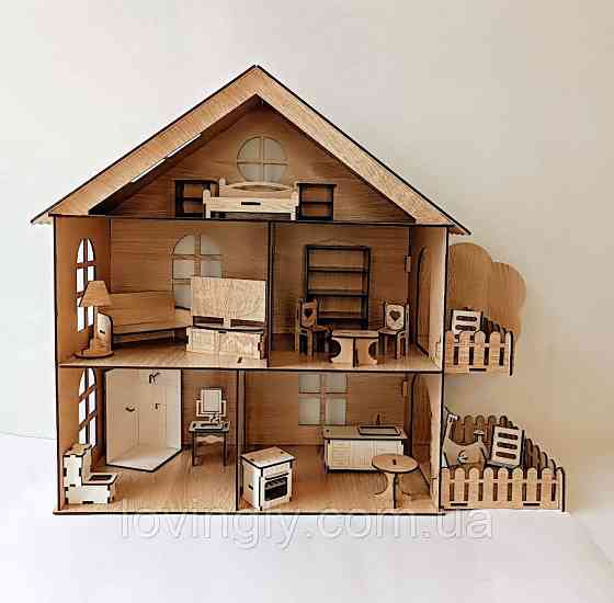 Великий ігровий набір для дівчинки, зібраний, готовий до гри. Будиночок  і 20 одиниць меблів. Ірпінь