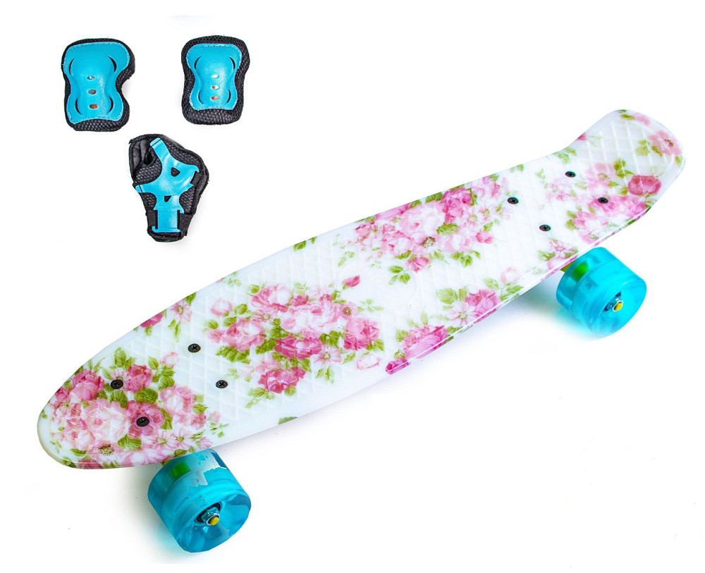 Набор СкейтБорд Penny Board. Розочки + защита на колени, локти и ладони. Колеса светятся при катании Одесса - изображение 1