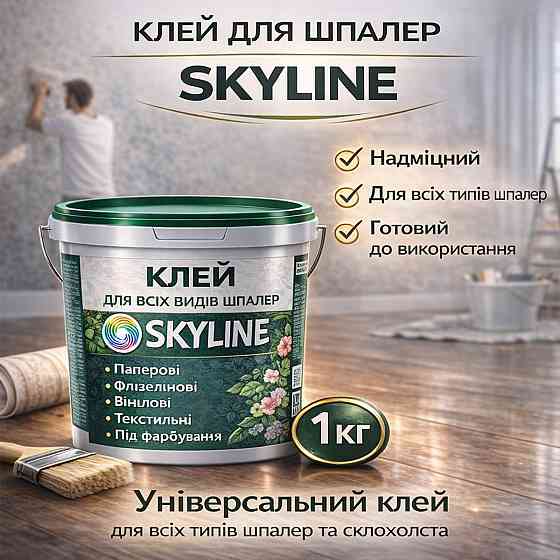 Клей для шпалер Skyline універсальний суперміцний для скловолокна і важких шпалер, готовий без запаху 1 кг Харків
