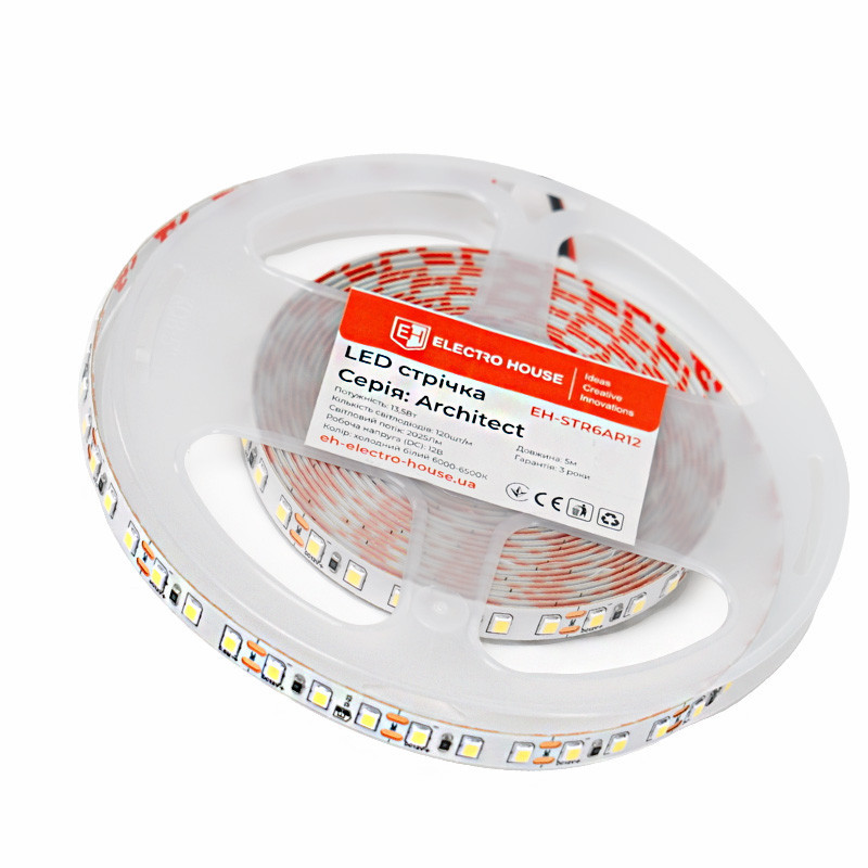 LED стрічка  13,5Вт 12В SMD2835 120 діодів 2025 Лм холодний білий 6500К, серія Architect, гарантія 3 роки Дніпро - фото 3