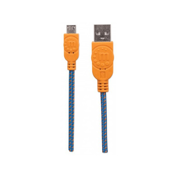 Кабель USB AM-micro BM, 0.5 м, кольорове обплетення, Box (60 шт) Manhattan (394178) Київ - фото 7
