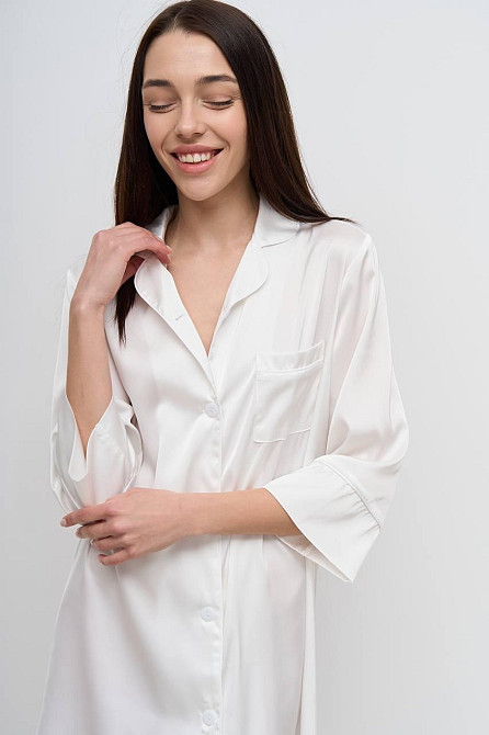 Женская ночная рубашка удлиненная шелковая Айвори S Харьков - изображение 1