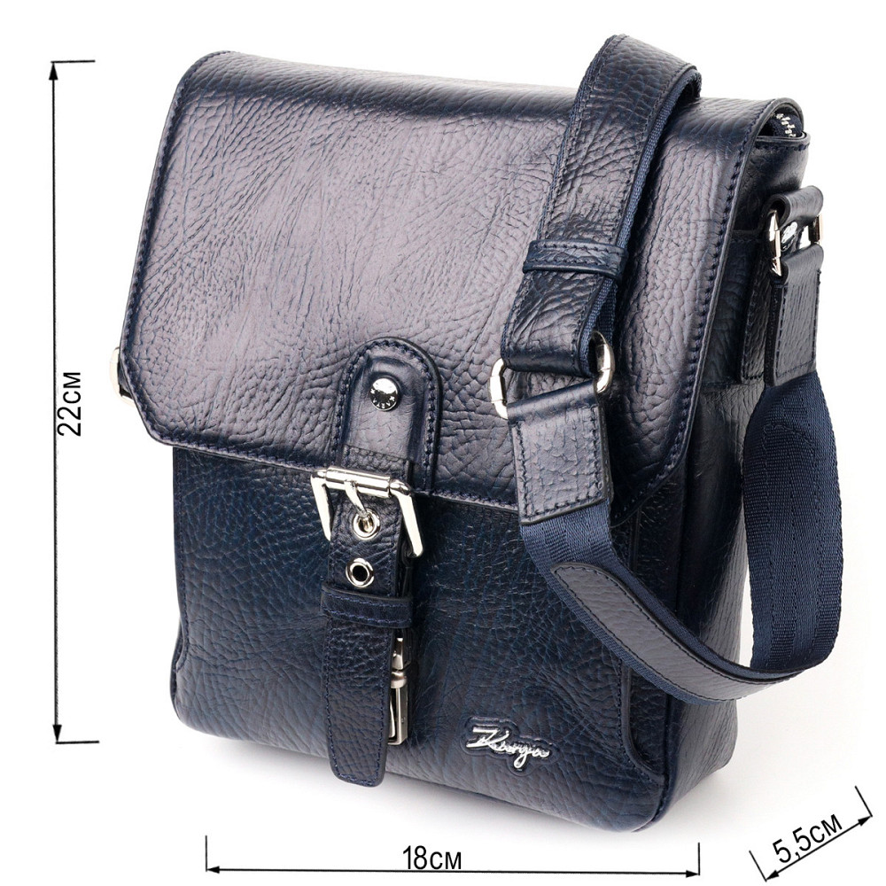 Практичная мужская сумка KARYA 20840 кожаная Синий Киев - изображение 3