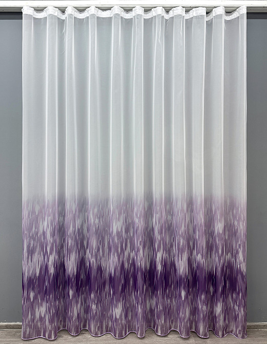 Тюль VR-Textil 1760т Шифон с принтом Сиреневый с белым 300х270 см (42-0787) Киев - изображение 2