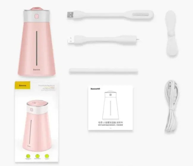 Увлажнитель воздуха Baseus Slim Waist Humidifier + USB Лампа/Вентилятор DHMY-B04 (Розовый) Николаев - изображение 9