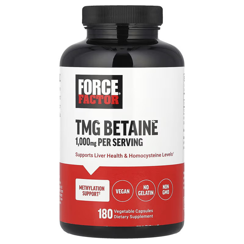Безводный бетаин Force Factor TMG Betaine 180 капсул Луцк - изображение 1