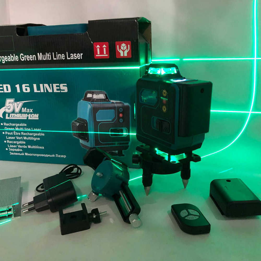 Уровень лазерный линейный нивелир аккумуляторный Laser 4D, 16 линий, рабочее растояние 30м, в чемодане XZ-85 Львов - изображение 10