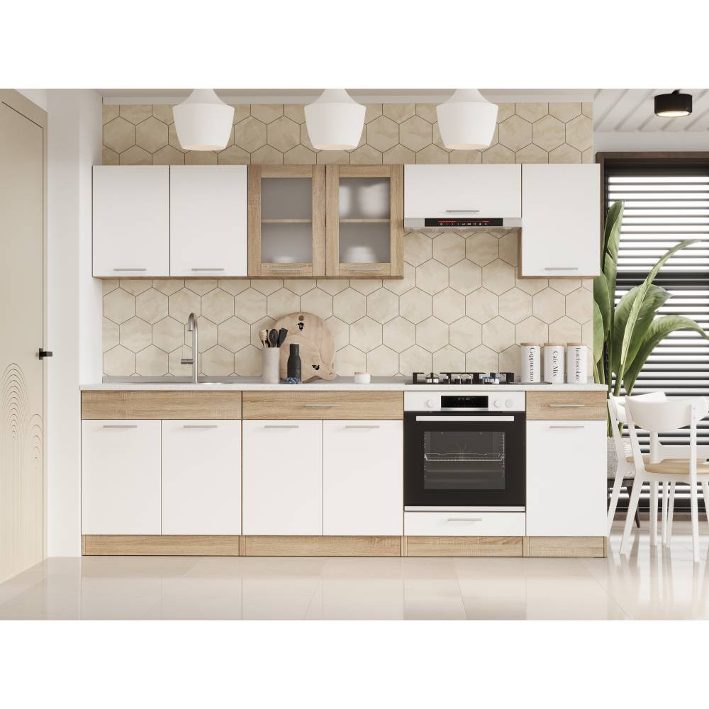 Кухня модульная Эверест Эко набор №5 дуб сонома/нимфея альба (белый) 2.6 м столешница Скай (DTM-071059) Львов - изображение 1