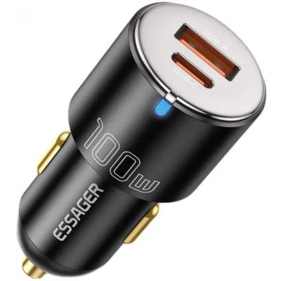 Зарядний пристрій Essager 1xUSB-C 100W + 1xUSB black (ECCAC-QTZ01) Вінниця - фото 1