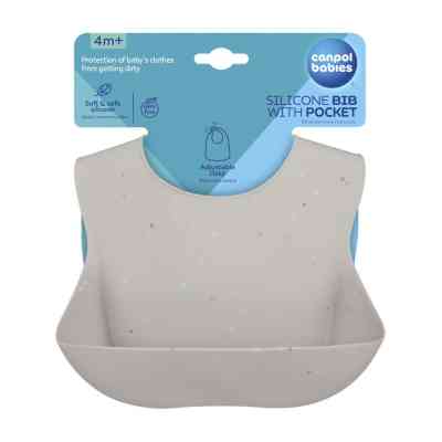 Нагрудничек Canpol babies DOTS силиконовый с карманом, серый (51/029_grey) Винница