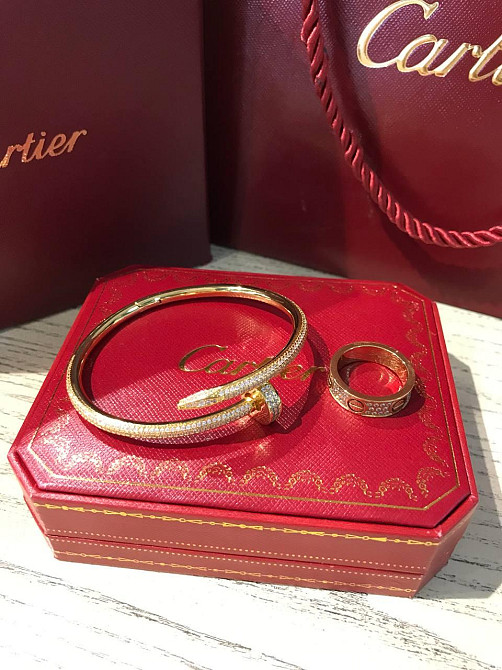Cartier браслет цвях із цирконієм лимонне золото / Cartier кільце в лимонному золоті з цирконі Одеса - фото 1