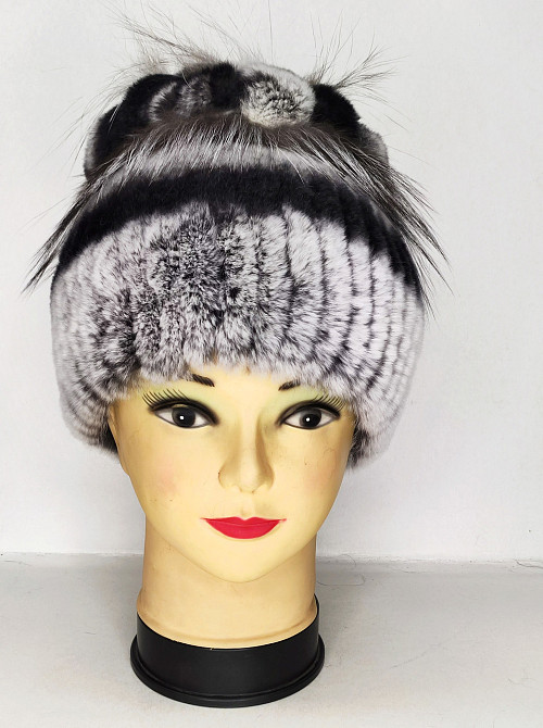 Шапка хутряна жіноча квітка Rex Мішель Шиншиловий Харків - фото 3