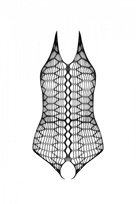 Бодістокінг у велику сітку Passion BS087 black, відкрита спина, халтер, з доступом Sex Aura Київ - фото 6