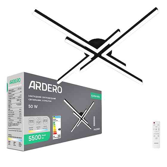 Світлодіодний накладний світильник Ardero AL6106-1ARD PHOENIX 50Вт чорний Харків
