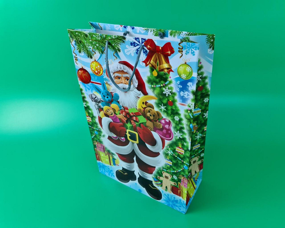 Новорічний,картонні пакети з ручками Гігант вертикальний 30х47х12-025 (12 шт) Харків - фото 1