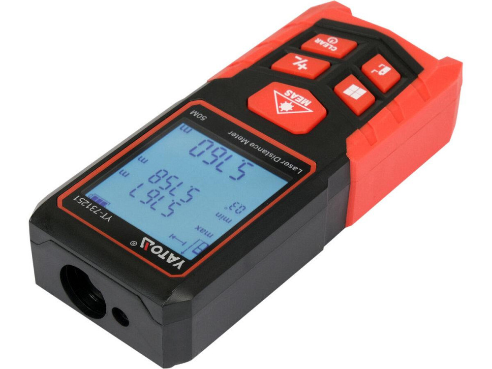 Дальномір лазерний YATO з LCD- дисплеєм, дальн- 50м, похибка ±2мм, виміри площі і об'єму живл- 2-ААА Одеса - фото 1