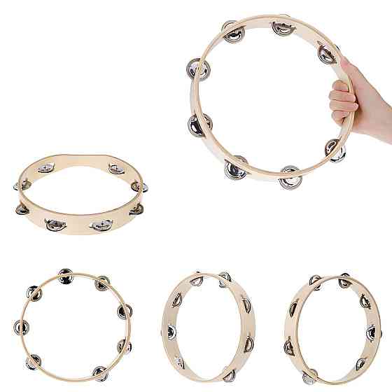 Бубон RESTEQ діаметром 25 см (10 дюймів) з металевими дзвіночками — ударний музичний інструмент для музикантів, оркестру, ансамблю Київ