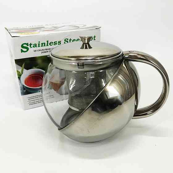 Скляний чайник з фільтром для заварювання чаю UNIQUE UN-1164 1.10 л, Заварний чайник скляний з ручкою HR-15 Львів