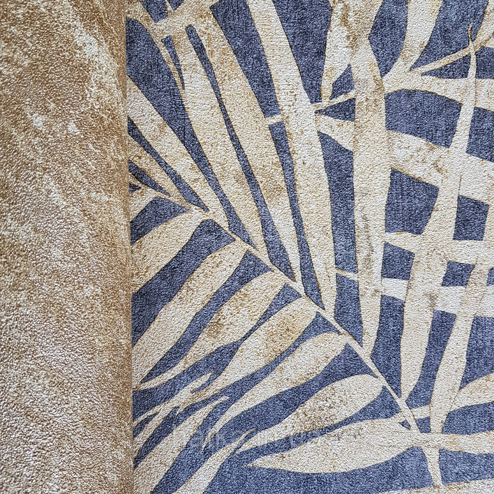 Шпалери вінілові на флізелін Rasch Linares 0.53х10 листя папороті жовті на чорному 617450 Київ - фото 3