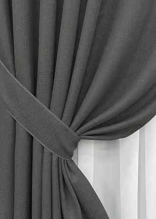 Комплект готових штор VR-Textil Льон-блекаут № 1220ш Сірий 150х270см 2 шт (33-0038) Київ