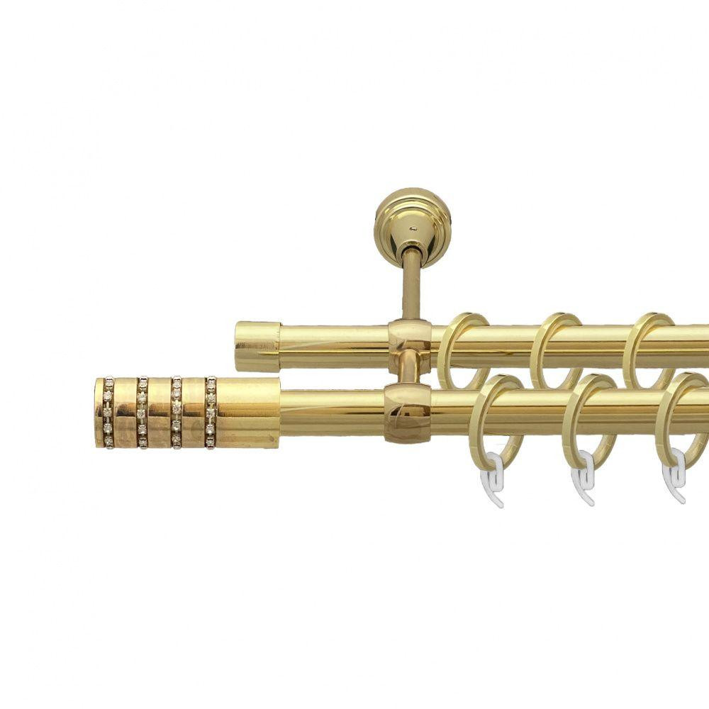 Карниз Orvit Барамелла металевий дворядний литий гладка труба кільце фасонне металеве  Золото 19\19 мм 200 см (00-00009423) Львів - фото 1